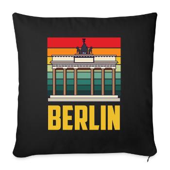 Berlin Brandenburger Tor Retro Deutsch - Sofakissenbezug 45 x 45 cm - Schwarz - Vorne