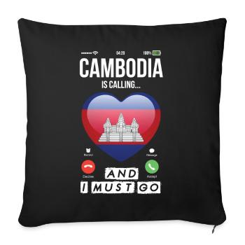 Cambodia Calls Holiday Asia Angkor Wat Temple - Sofa pillowcase 17,3'' x 17,3'' (45 x 45 cm) - black - Front