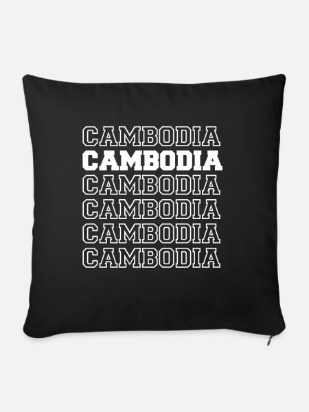 Kambodscha Retro Asien Urlaub Angkor Wat Tempel - Sofakissenbezug 45 x 45 cm - Schwarz
