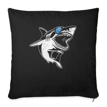 Sharkfish Grand requin blanc avec lunettes de soleil - Housse de coussin décorative 45 x 45 cm - noir - Devant