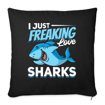 Großer White Shark Lover Ich liebe Haie einfach - Sofakissenbezug 45 x 45 cm - Schwarz - Vorne