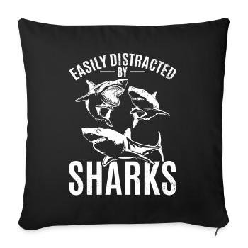 Shark Great White Shark Love I am easily greeted by - Sofa pillowcase 17,3'' x 17,3'' (45 x 45 cm) - black - Front