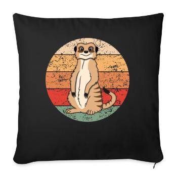 Meerkat Lover Retro Gift Funny Animals - Sofa pillowcase 17,3'' x 17,3'' (45 x 45 cm) - black - Front