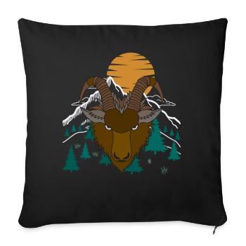 Capricorne Animal Portrait Empreinte Chèvre avec Sauvage - Housse de coussin décorative 45 x 45 cm - noir - Devant
