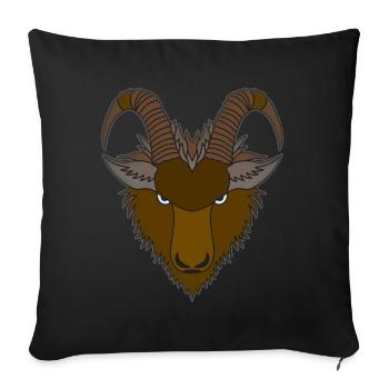 Capricorne Animal Portrait Empreinte Chèvre avec Sauvage - Housse de coussin décorative 45 x 45 cm - noir - Devant