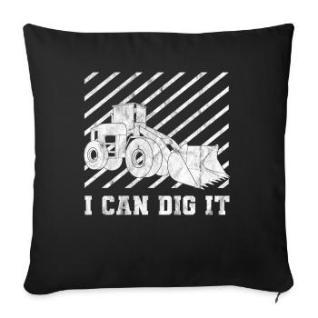 Bagger Baustelle Bauarbeiter Bau Erde I Geschenk - Sofakissenbezug 45 x 45 cm - Schwarz - Vorne