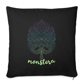 Monstera Yoga Meditation Monstera Leaf - Sofa pillowcase 17,3'' x 17,3'' (45 x 45 cm) - black - Front