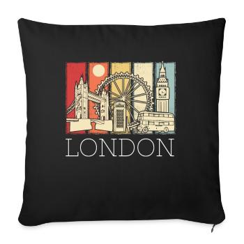 Cabine téléphonique London Skyline Big Ben Double-Decker - Housse de coussin décorative 45 x 45 cm - noir - Devant