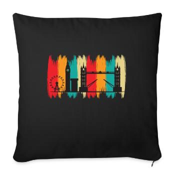 Tower Bridge London Retro Big Ben Riesenrad UK - Sofakissenbezug 45 x 45 cm - Schwarz - Vorne