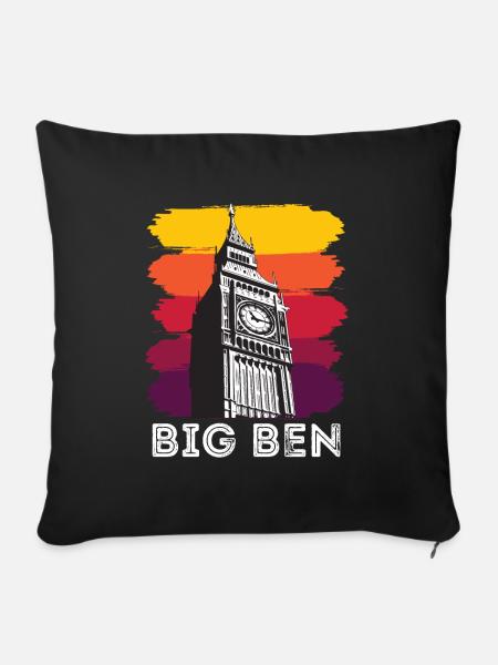 Big Ben London England UK English - Sofa pillowcase 17,3'' x 17,3'' (45 x 45 cm) - black