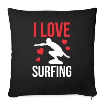 J’adore Surfer Surfer SurfBoard - Housse de coussin décorative 45 x 45 cm - noir - Devant
