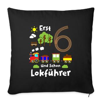 Junge Geburtstag 6 Jahre Zug Eisenbahn Geburtstag - Sofakissenbezug 45 x 45 cm - Schwarz - Vorne