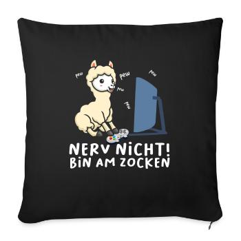 Bin am Zocken Gaming Lama - Sofakissenbezug 45 x 45 cm - Schwarz - Vorne