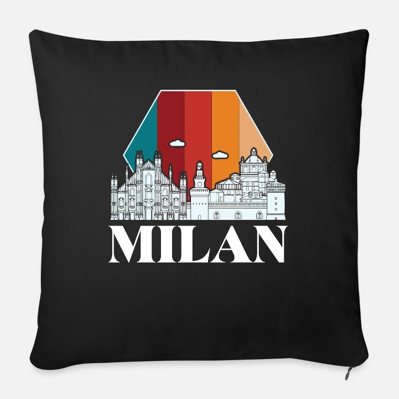 Cathédrale rétro de Milan Cathédrale de Milan - Housse de coussin décorative 45 x 45 cm - noir