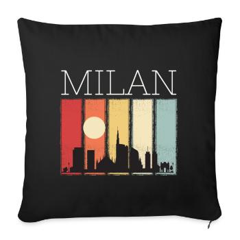 Mailand Mond Skyline Retro Mailänder Dom - Sofakissenbezug 45 x 45 cm - Schwarz - Vorne