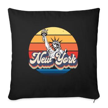 New York Retro Statue of Liberty Skyline Big Apple - Sofa pillowcase 17,3'' x 17,3'' (45 x 45 cm) - black - Front