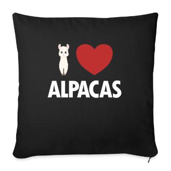 I love Alpacas Pako Lama Huacaya Alpakazüchter - Sofakissenbezug 45 x 45 cm - Schwarz - Vorne