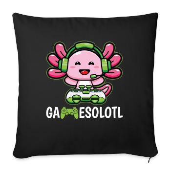 Gamesolotl – Axolotl Gamer Video Games Lover - Sofa pillowcase 17,3'' x 17,3'' (45 x 45 cm) - black - Front