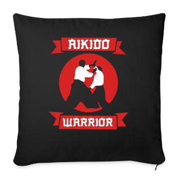 Aikido Guerrier Combattant Arts Martiaux Arts Martiaux Arts Martiaux - Housse de coussin décorative 45 x 45 cm - noir - Devant