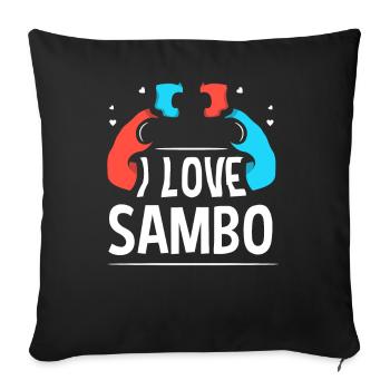J’adore les arts martiaux Sambo s’entraîner aux arts martiaux - Housse de coussin décorative 45 x 45 cm - noir - Devant