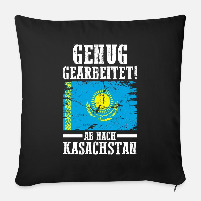 Urlaub Kasache Kasachstan - Sofakissenbezug 45 x 45 cm - Schwarz