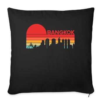 Vintage Thaïlande Vacances Asie Coucher de soleil Bangkok - Housse de coussin décorative 45 x 45 cm - noir - Devant