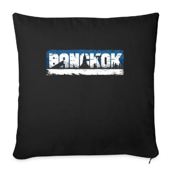 Vintage Thaïlande Vacances Asie Coucher de soleil Bangkok - Housse de coussin décorative 45 x 45 cm - noir - Devant