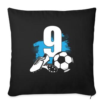 Soccer Ball 9 Years Old Footballer - Sofa pillowcase 17,3'' x 17,3'' (45 x 45 cm) - black - Front