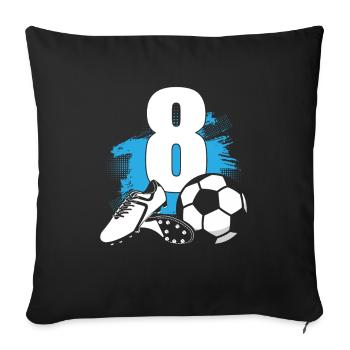 Soccer Ball 8 Years Old Footballer - Sofa pillowcase 17,3'' x 17,3'' (45 x 45 cm) - black - Front