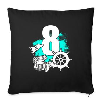 Pirate 8 years old - Sofa pillowcase 17,3'' x 17,3'' (45 x 45 cm) - black - Front