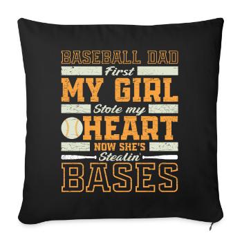 Baseballspielerin Papa Geschenk Baseball - Sofakissenbezug 45 x 45 cm - Schwarz - Vorne