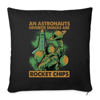 Les astronautes mangent des chips de fusée au petit-déjeuner - Blagues - Housse de coussin décorative 45 x 45 cm - noir - Devant