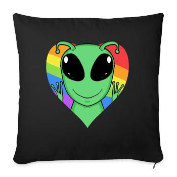 Alien Lgbt Regenbogen Farben - Sofakissenbezug 45 x 45 cm - Schwarz - Vorne