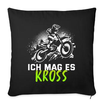 Tshirt Motocross Pour Hommes Femme Enduro Supermoto - Housse de coussin décorative 45 x 45 cm - noir - Devant