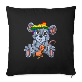 Mouse Gift Mice Kids Men Mouse Advice - Sofa pillowcase 17,3'' x 17,3'' (45 x 45 cm) - black - Front