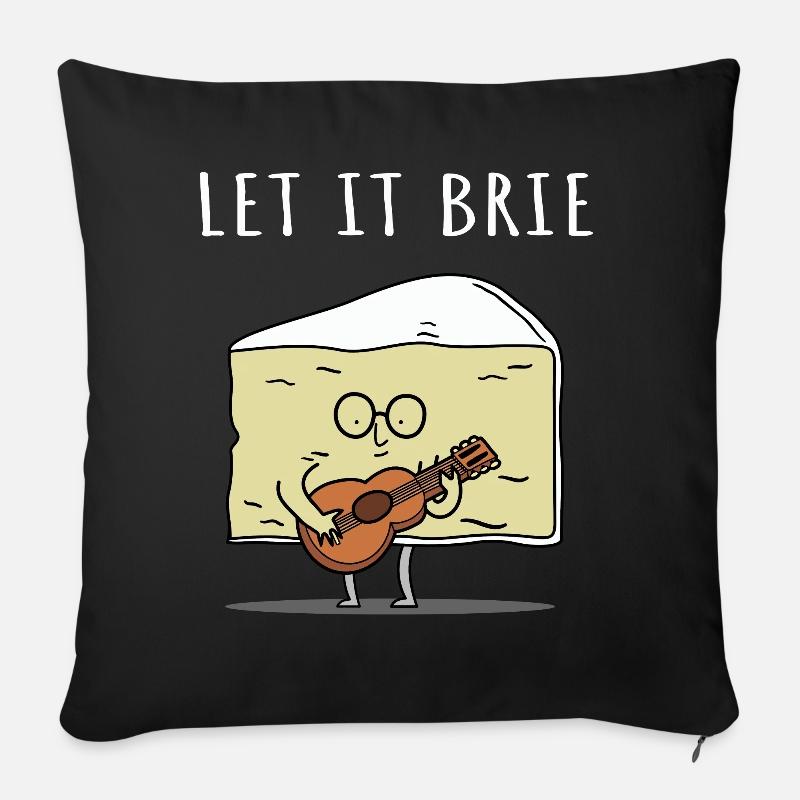 Let It Brie Cheese Musicien avec guitare - Housse de coussin décorative 45 x 45 cm - noir