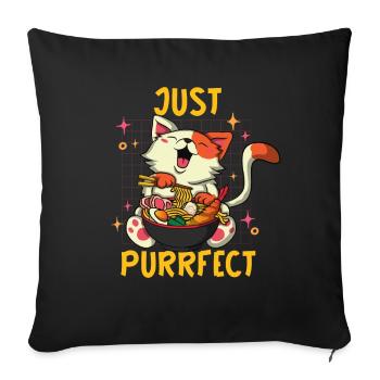 Just Purrfect Ramen chat domestique chaton chaton - Housse de coussin décorative 45 x 45 cm - noir - Devant