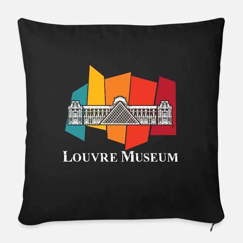 Louvre Museum Paris Retro Skyline Frankreich Kunst - Sofakissenbezug 45 x 45 cm - Schwarz