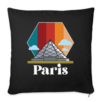 Paris Retro Louvre Museum France Art - Sofa pillowcase 17,3'' x 17,3'' (45 x 45 cm) - black - Front