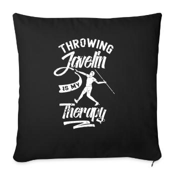 Le lancer du javelot est ma thérapie Le lanceur de javelot - Housse de coussin décorative 45 x 45 cm - noir - Devant