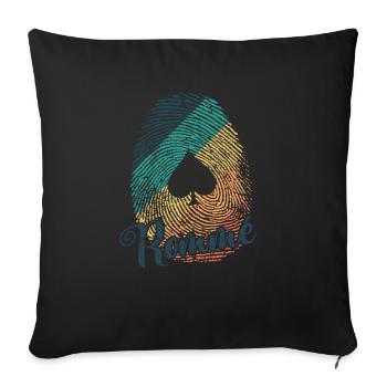 Rummy Play Fingerprint Card Game Romme - Sofa pillowcase 17,3'' x 17,3'' (45 x 45 cm) - black - Front