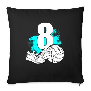 Volleyball 8 years old Volleyball 8th birthday - Sofa pillowcase 17,3'' x 17,3'' (45 x 45 cm) - black - Front