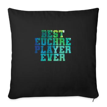 Meilleur joueur Euchre cartes à jouer de tous les temps - Housse de coussin décorative 45 x 45 cm - noir - Devant