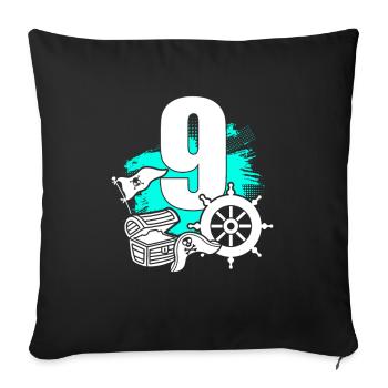 Pirate 9 years old pirates treasure 9th birthday - Sofa pillowcase 17,3'' x 17,3'' (45 x 45 cm) - black - Front