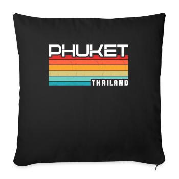 Vintage Thaïlande Vacances Asie Coucher de Soleil Phuket - Housse de coussin décorative 45 x 45 cm - noir - Devant