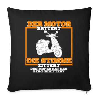 Mofa Mopet Mofafahrer Motoroller Moped - Sofakissenbezug 45 x 45 cm - Schwarz - Vorne