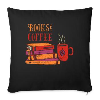 Book Lovers Books Coffee Coffee Lovers Book - Sofa pillowcase 17,3'' x 17,3'' (45 x 45 cm) - black - Front