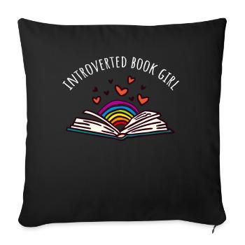Livre introverti Fille Lire des livres Amateurs de livres - Housse de coussin décorative 45 x 45 cm - noir - Devant