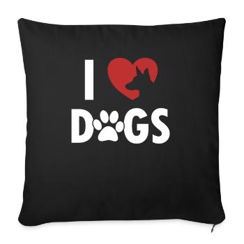 I love Dogs Dogfather Dog Daddy Dog Mom Dog Lover - Sofa pillowcase 17,3'' x 17,3'' (45 x 45 cm) - black - Front