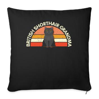 Grand-mère britannique à poil court | Cadeau maman chat - Housse de coussin décorative 45 x 45 cm - noir - Devant